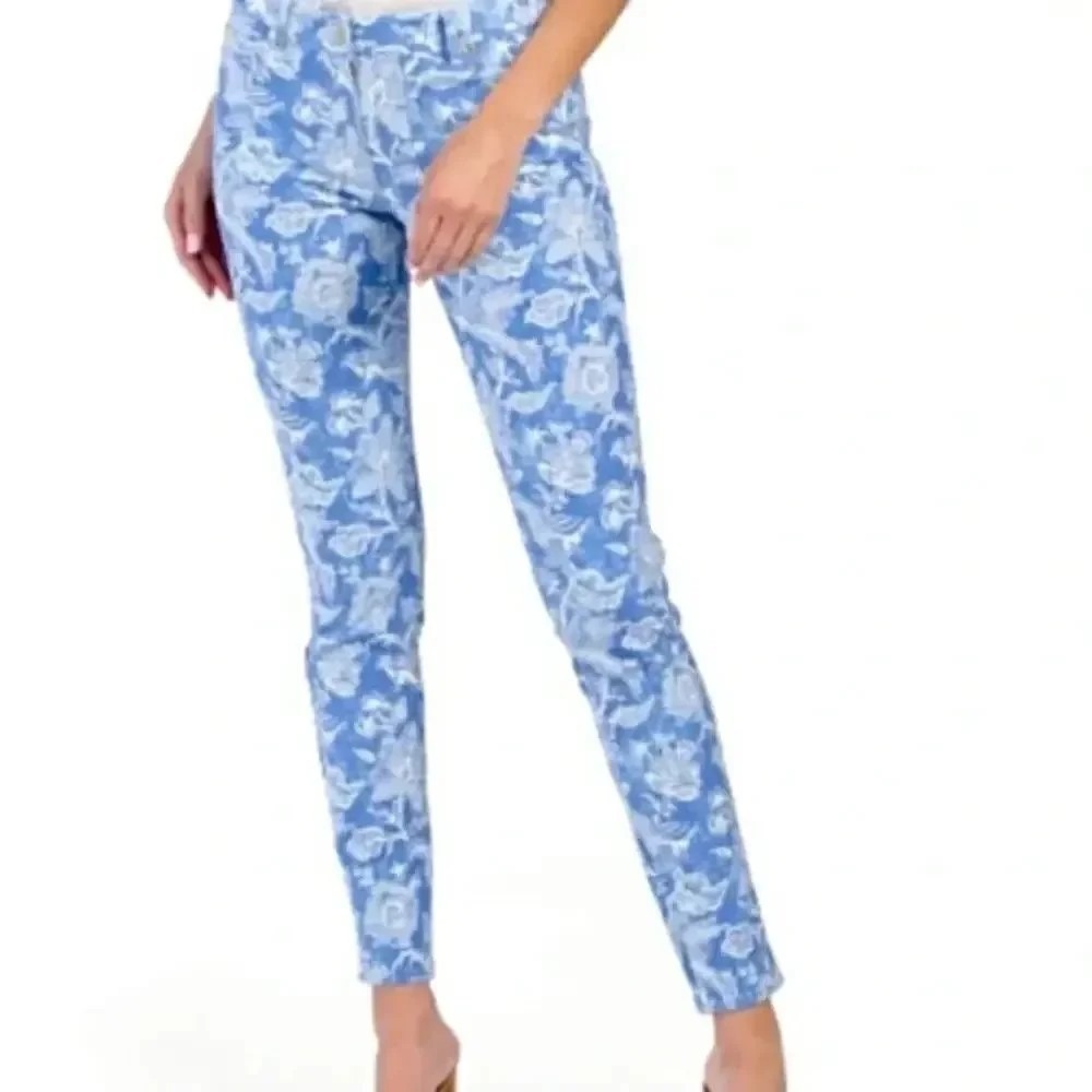 J. McLaughlin Lexi Jeans In Floral Peacock Mini Buena Vista Print- Size 8